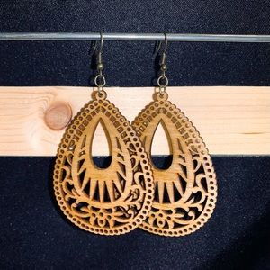 Boho style wood stained earrings
